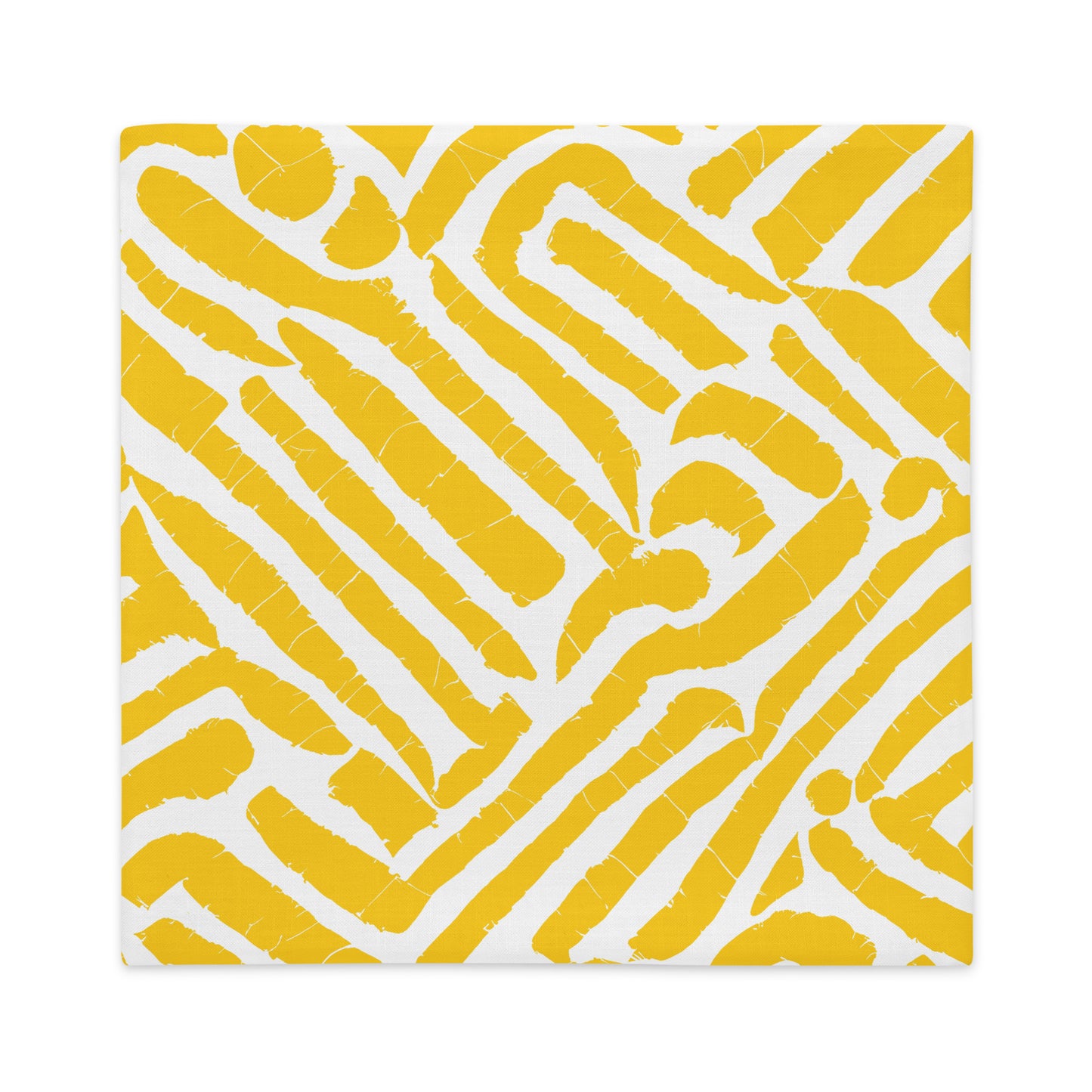 Flat photo of 22x22 Chichi yellow throw pillow cover from Tintin Studios on a white background.