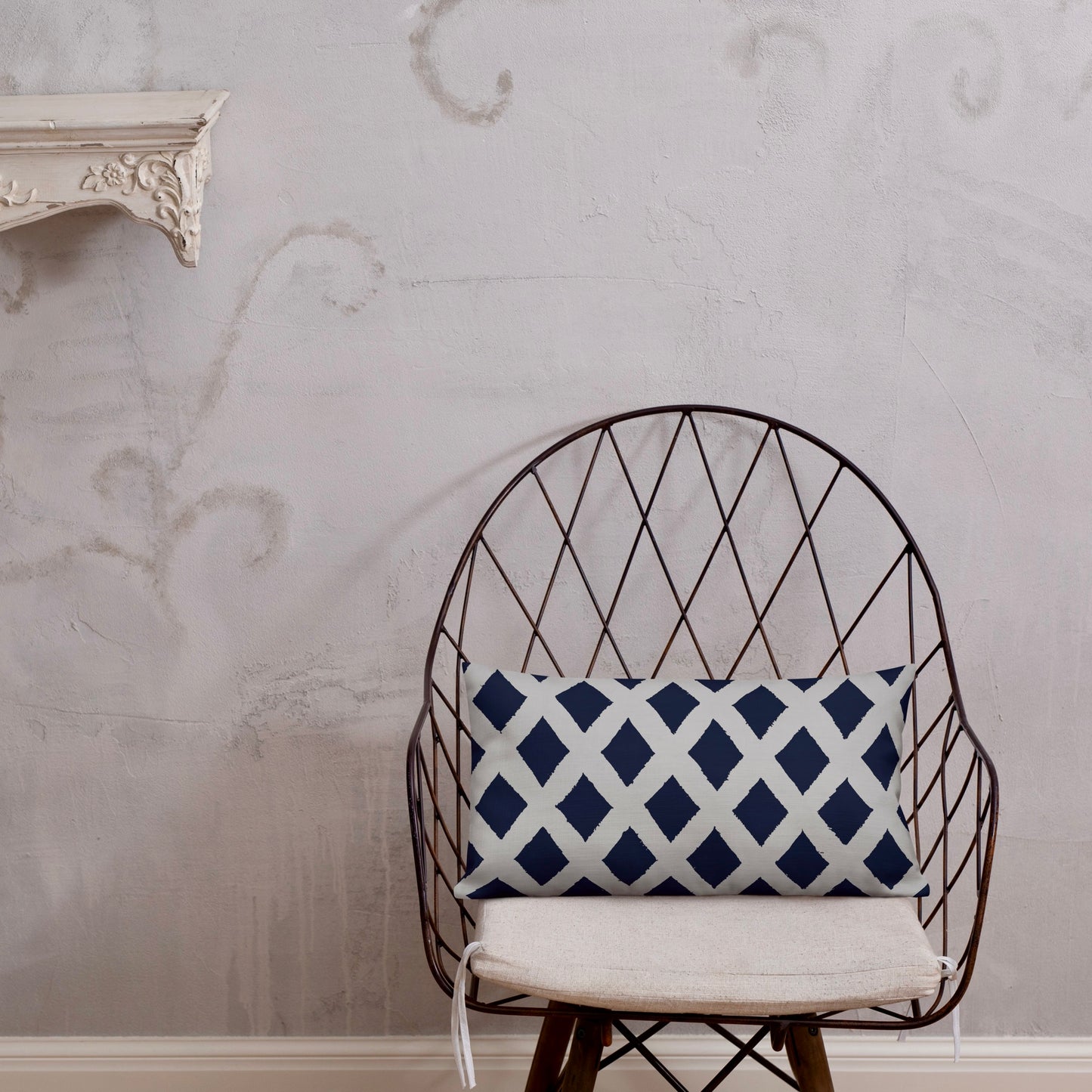 20x12 Zaria blue throw pillow from Tintin Studios, sleek and serene.