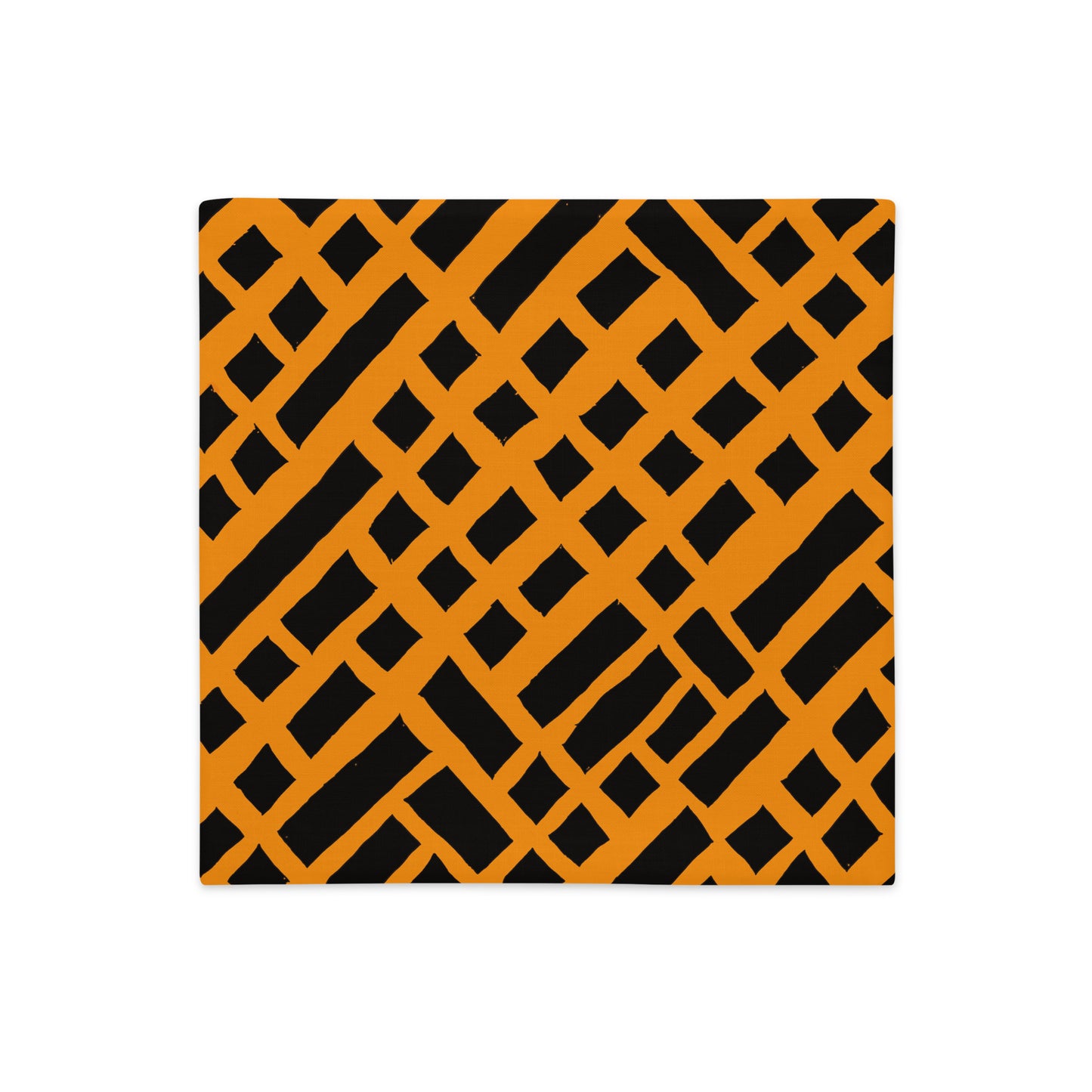 Flat photo of 18x18 Felele Orange throw pillow cover from Tintin Studios on a white background