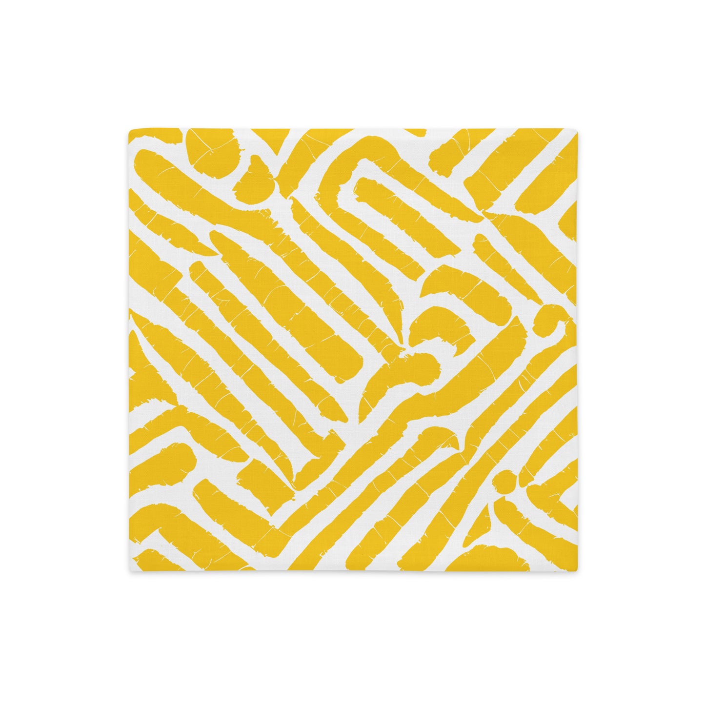 Flat photo of 18x18 Chichi yellow throw pillow cover from Tintin Studios on a white background.