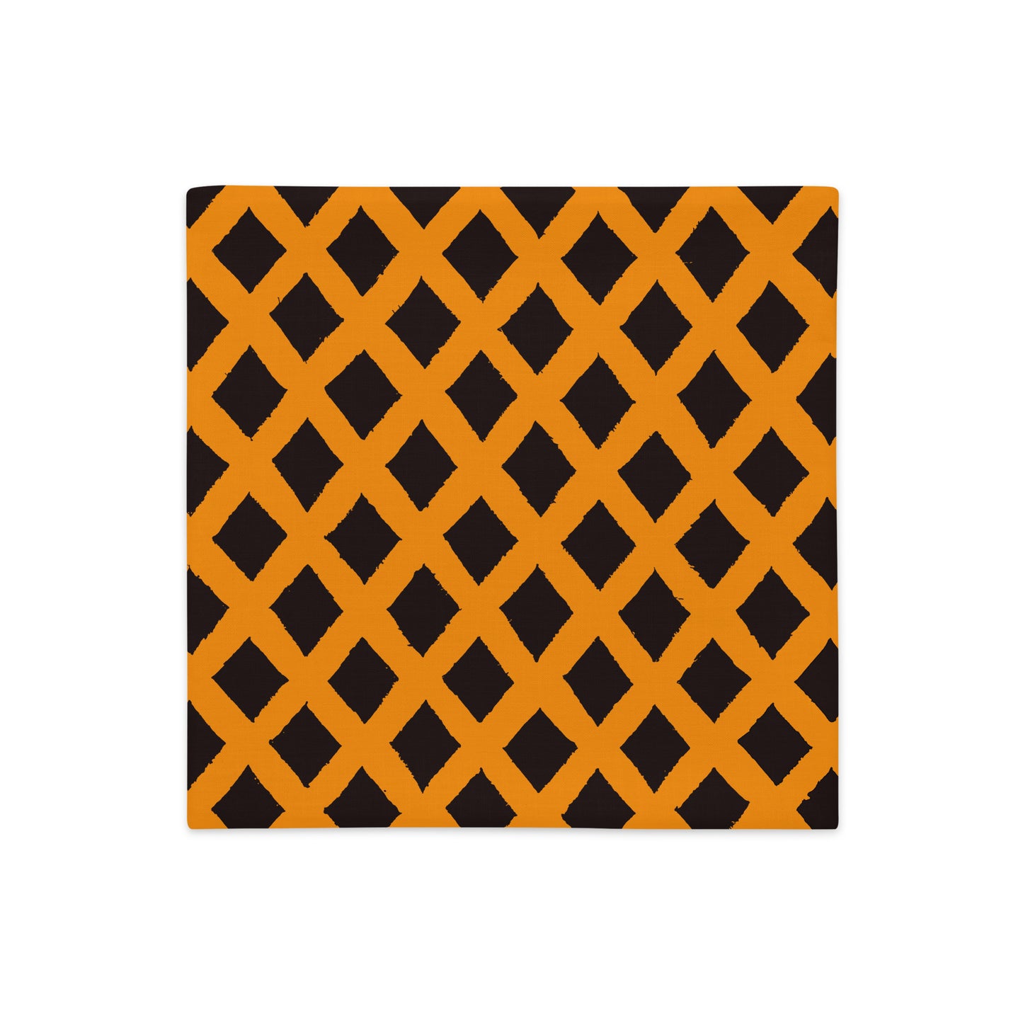 Flat photo of 18x18 Zaria orange throw pillow cover from Tintin Studios on a white background