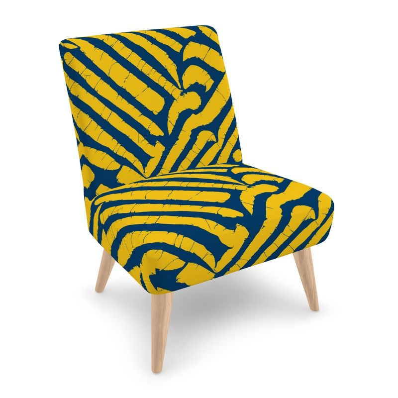 CHICHI Artigianale chair with vibrant abstract design on a blue background from Tintin Studios