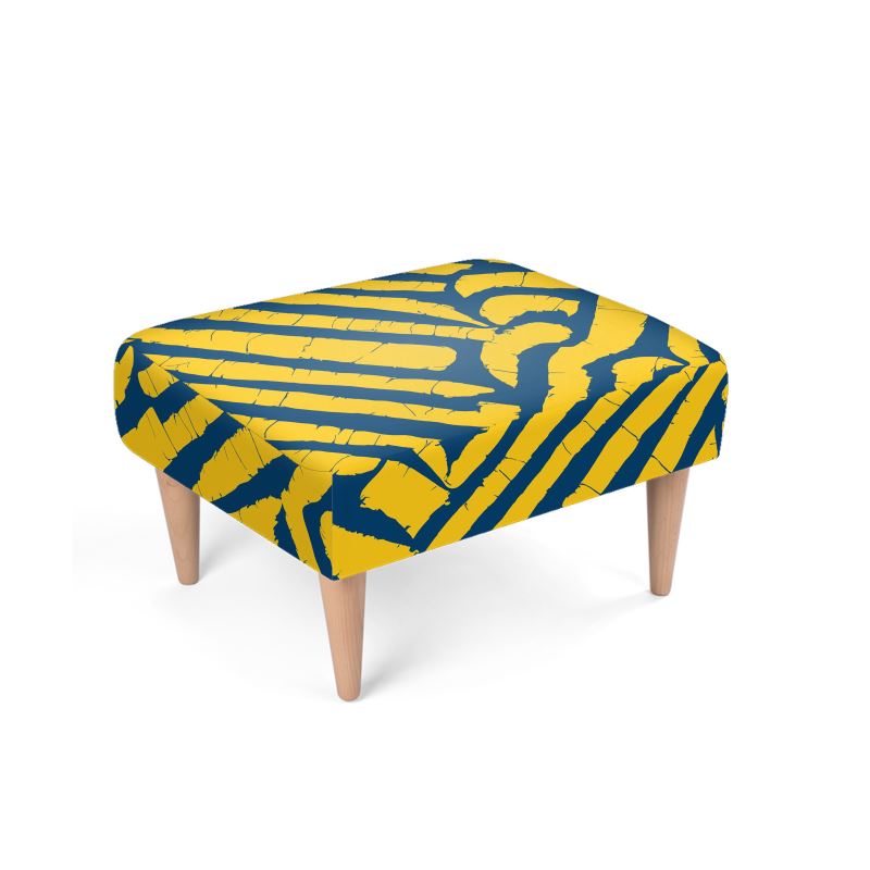 CHICHI Artigianale Foot Stool by Tintin Studios, featuring vibrant and colorful patterns on a plush top, ideal for adding a pop of color to any living space or bedroom.