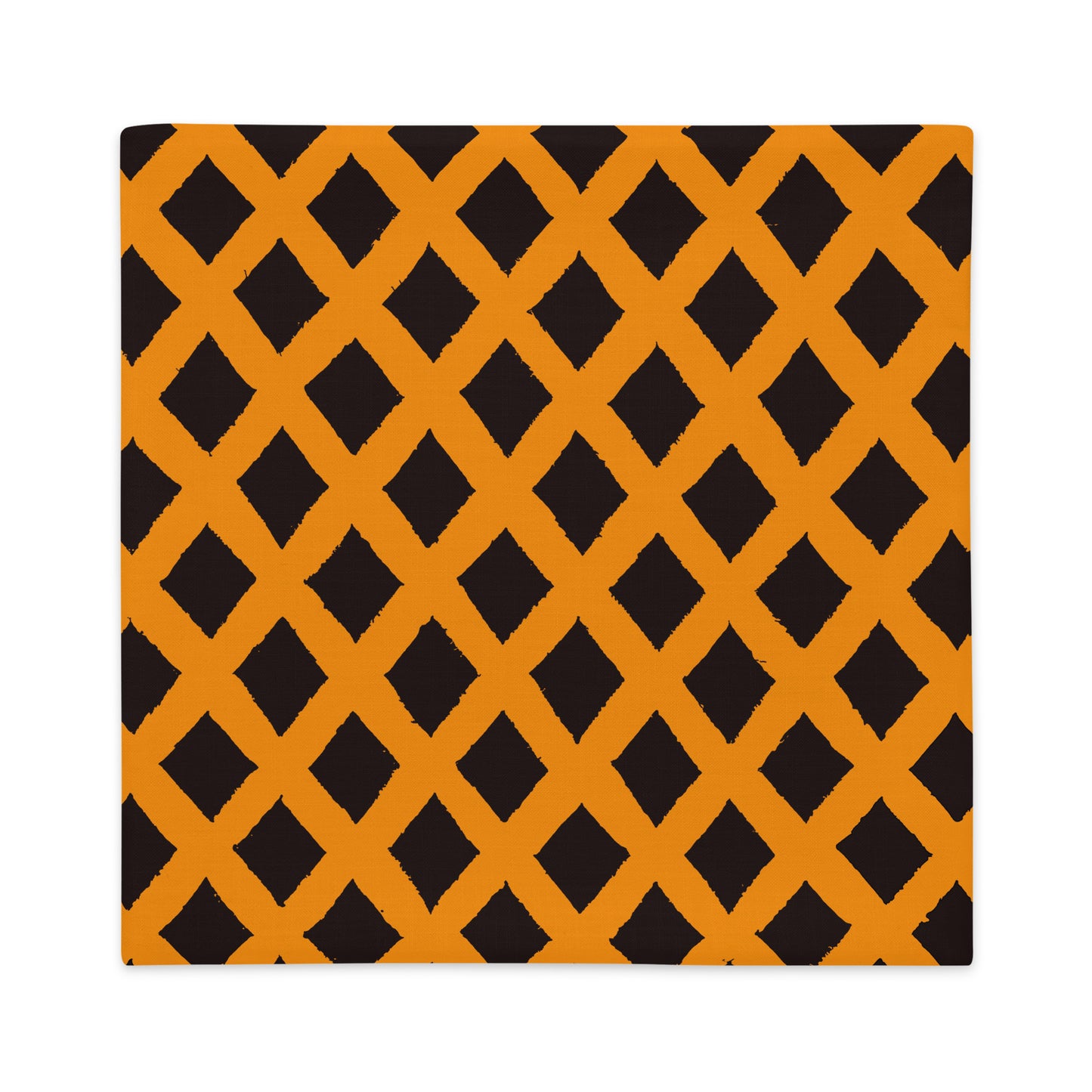 Flat photo of 22x22 Zaria orange throw pillow cover from Tintin Studios on a white background