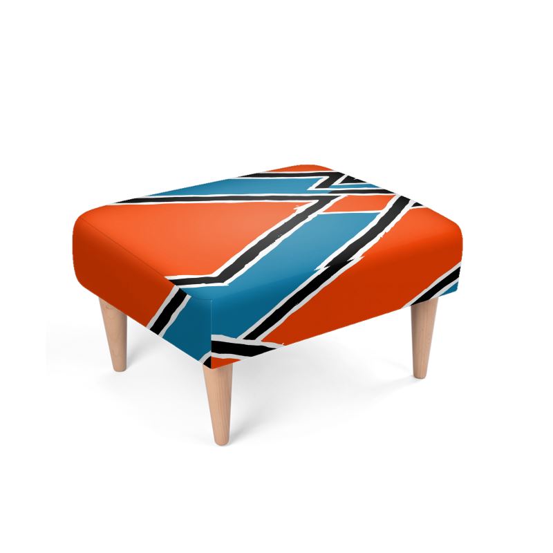 NANA Artigianale Foot Stool from Tintin Studios, featuring sophisticated geometric patterns and a calming color scheme, suitable for enhancing contemporary interior settings.